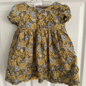 Joie 2T Toddler Dress Yellow with Floral Pattern Buttons Ruffles